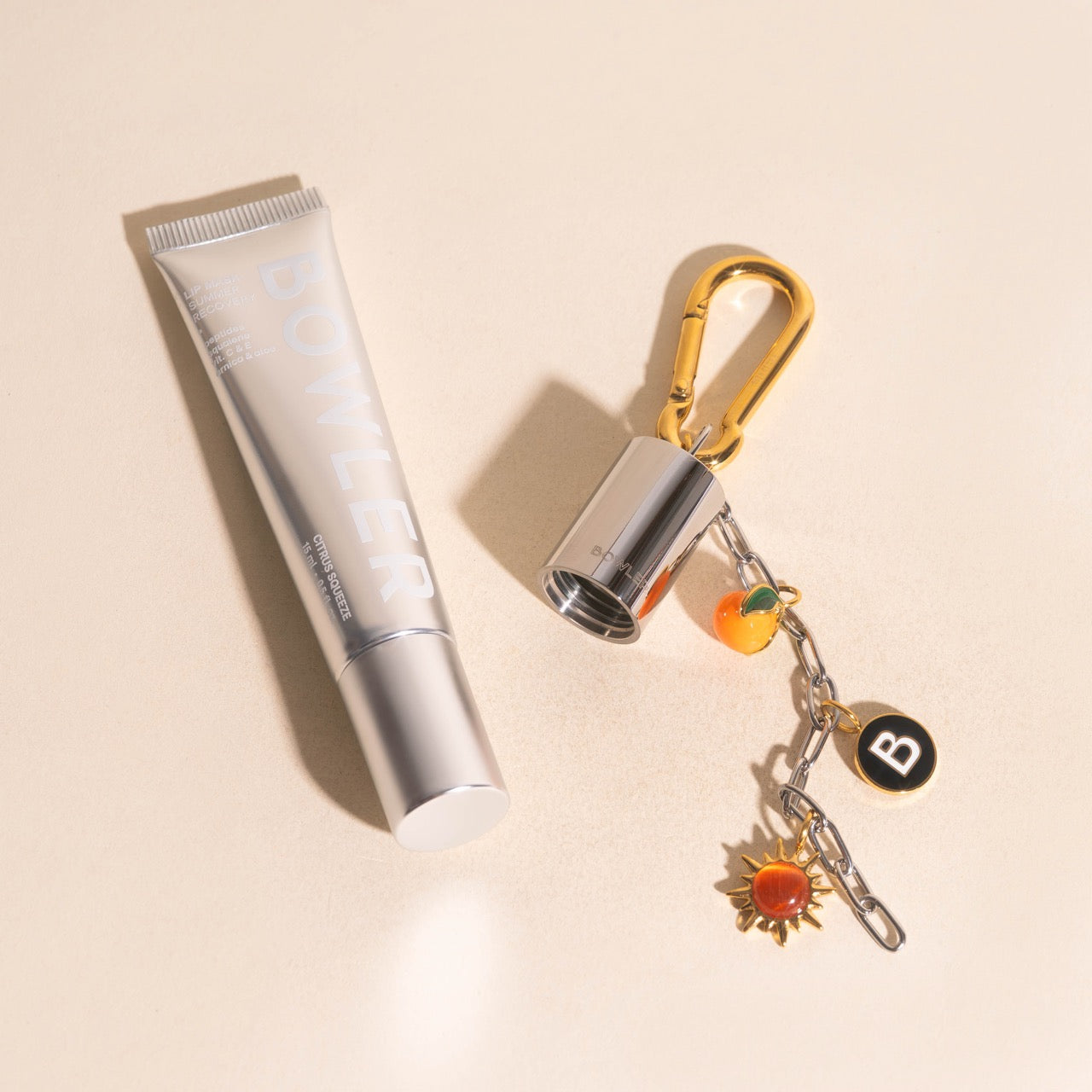 Oh Clem + Bowler Citrus Lip Gloss & Charm Key Chain (2 piece set)
